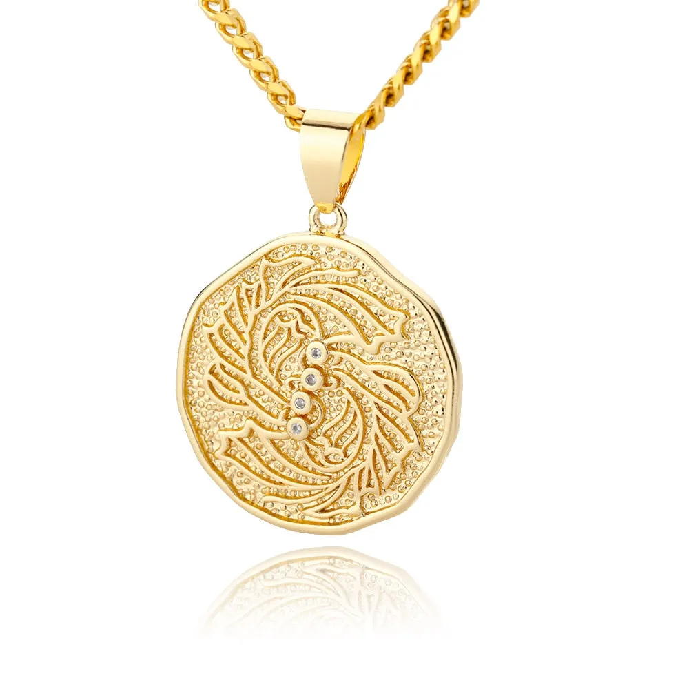 Astrological Sign Coin Pendant Necklace