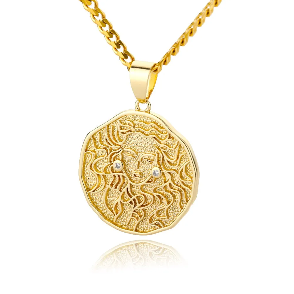 Astrological Sign Coin Pendant Necklace