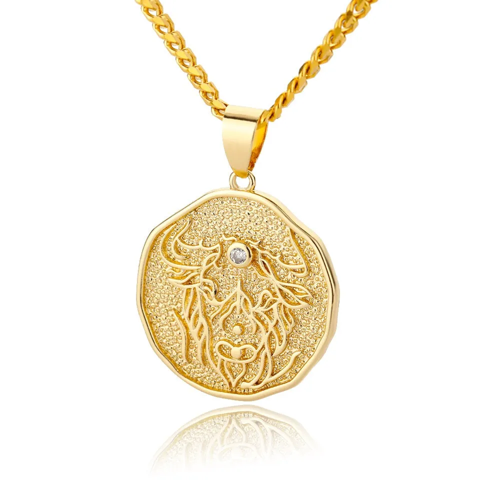 Astrological Sign Coin Pendant Necklace