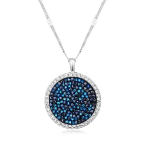 Austrian Crystal Crystaldust Sapphire Disc Drop Necklace