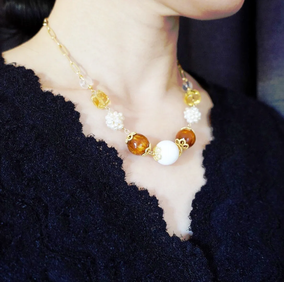 Autumn Gemstone Station Necklace