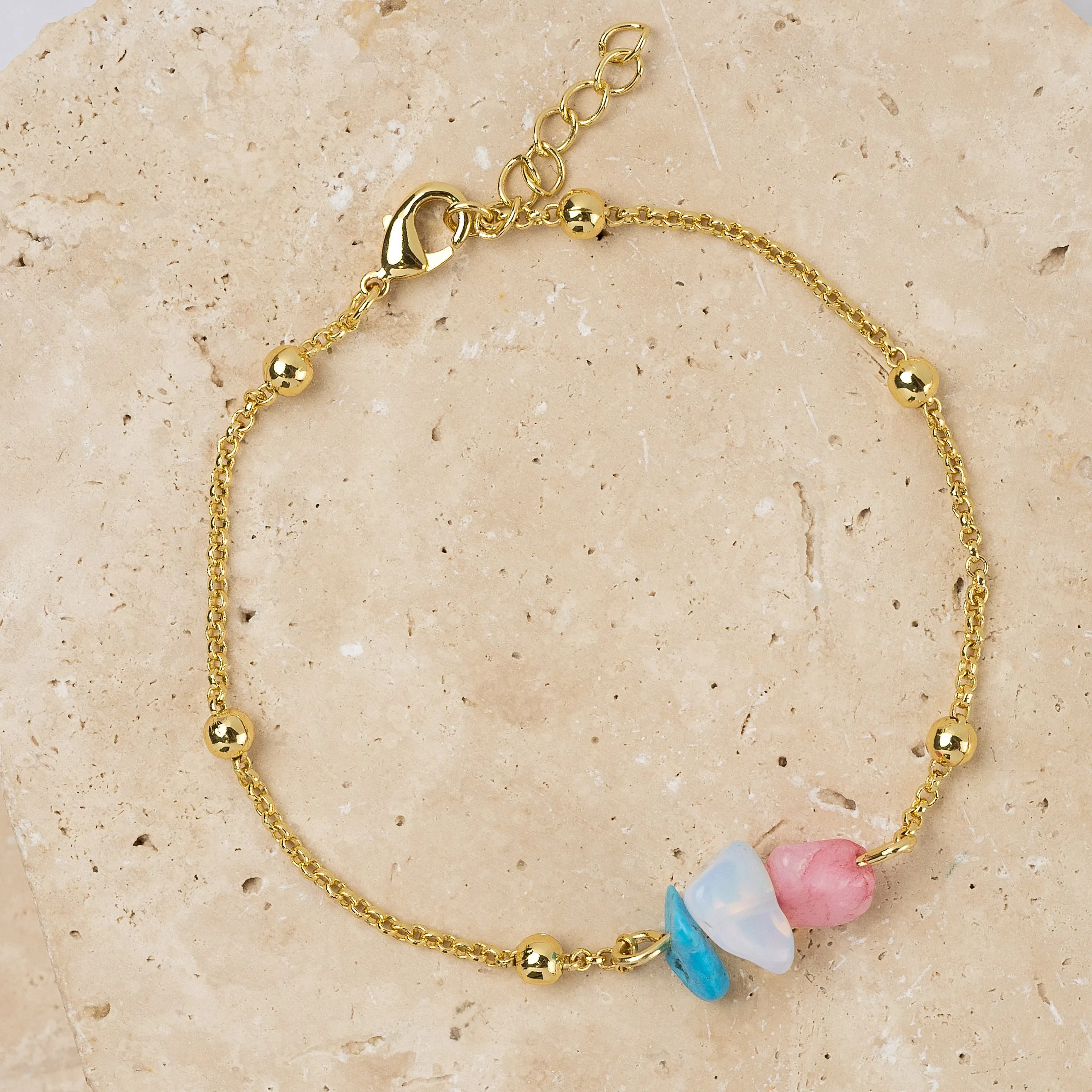 Ava 14k gold plated natural stone bracelet