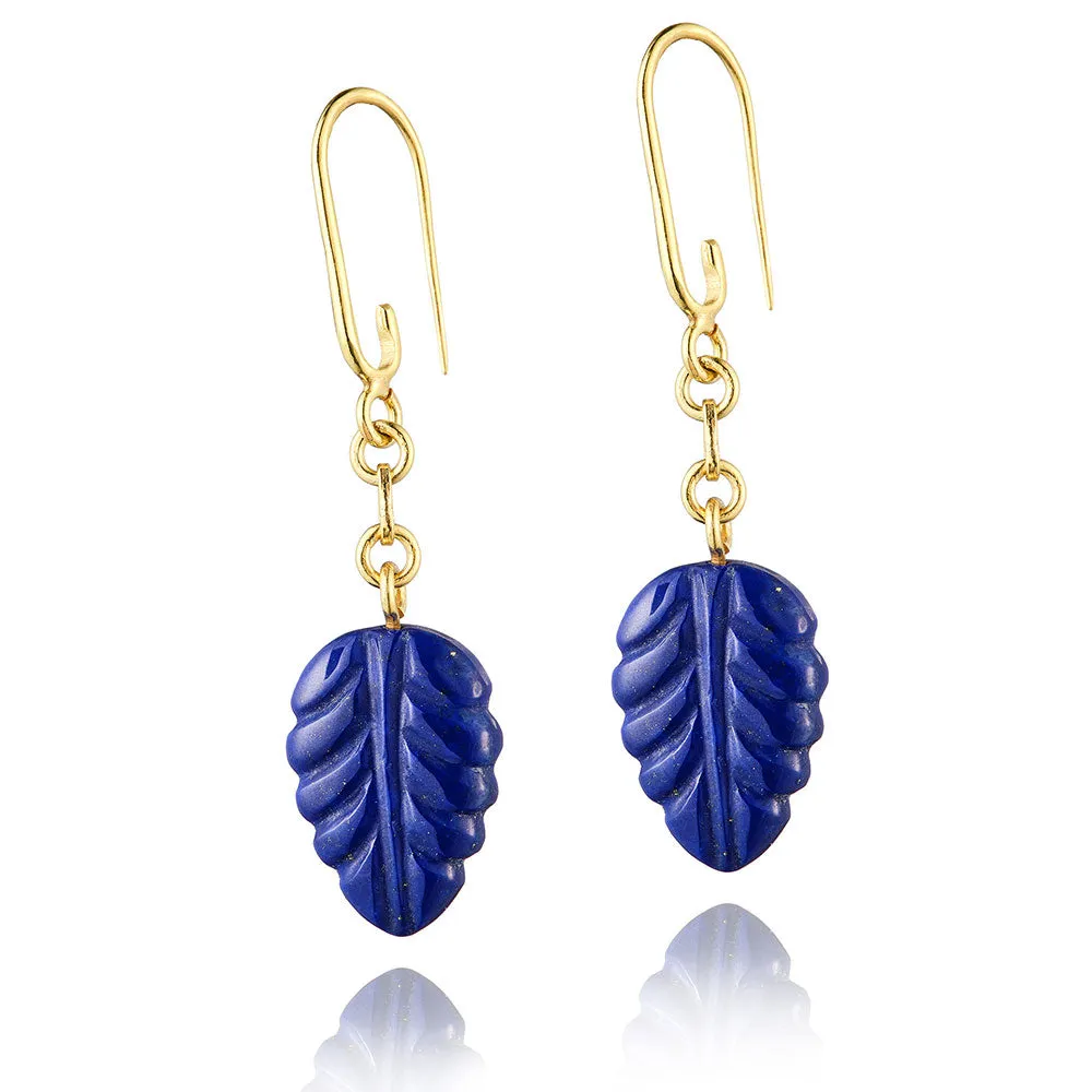 Azita Blue Leaf Drop Hook Earrings