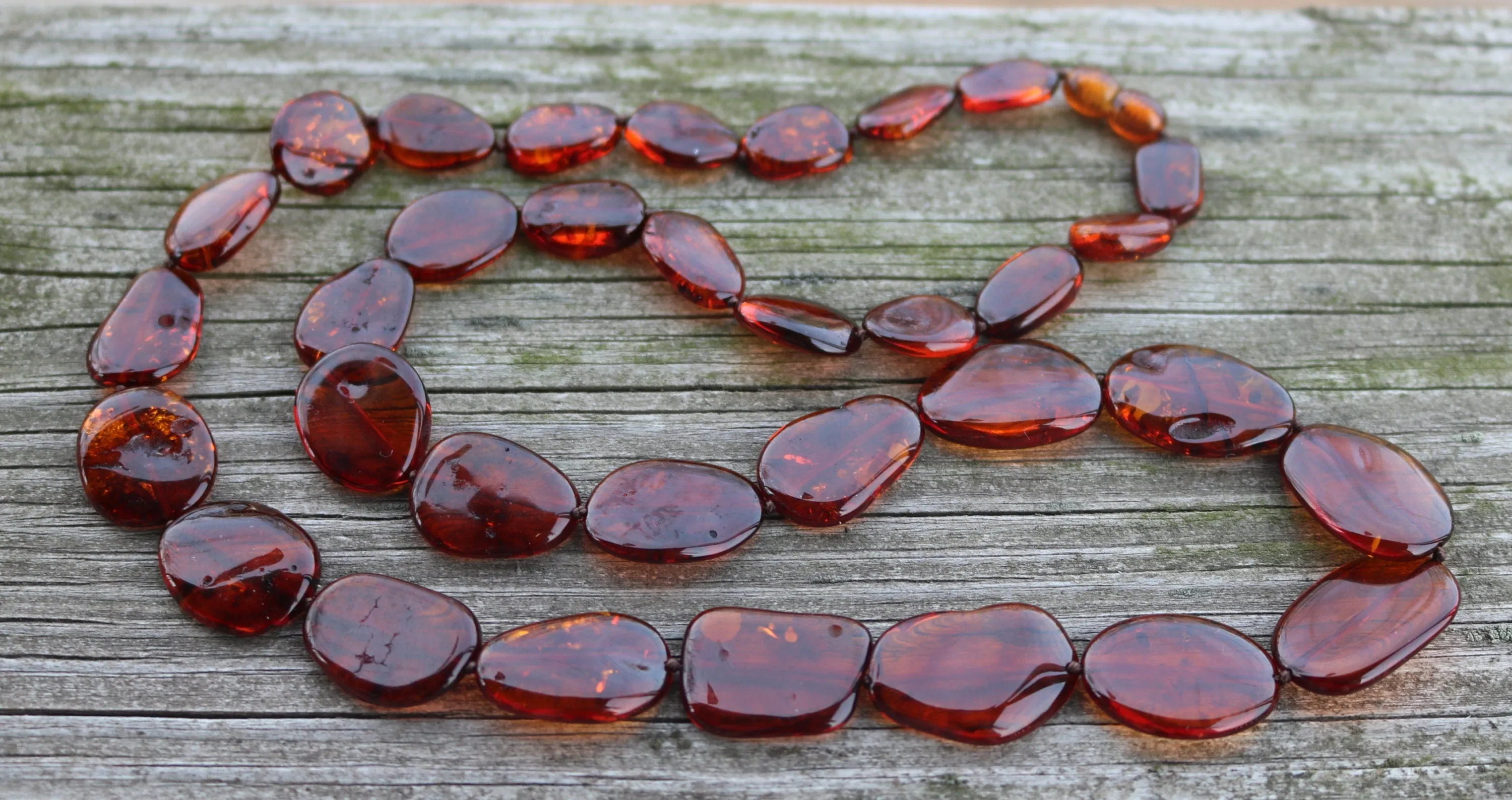 Baltic Amber Cognac Necklace Beaded Natural Unisex 28.5" 32.1 gram