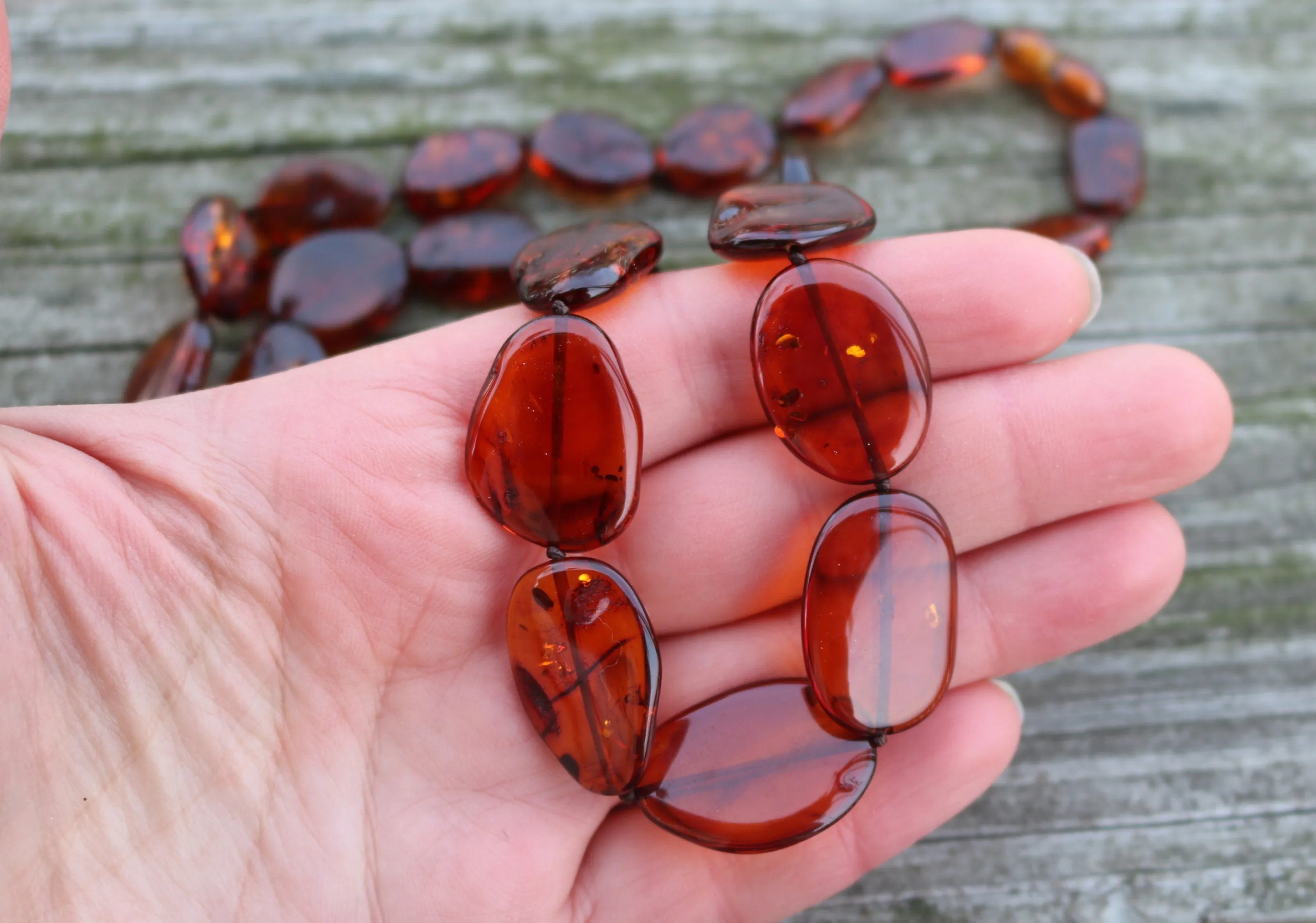 Baltic Amber Cognac Necklace Beaded Natural Unisex 28.5" 32.1 gram