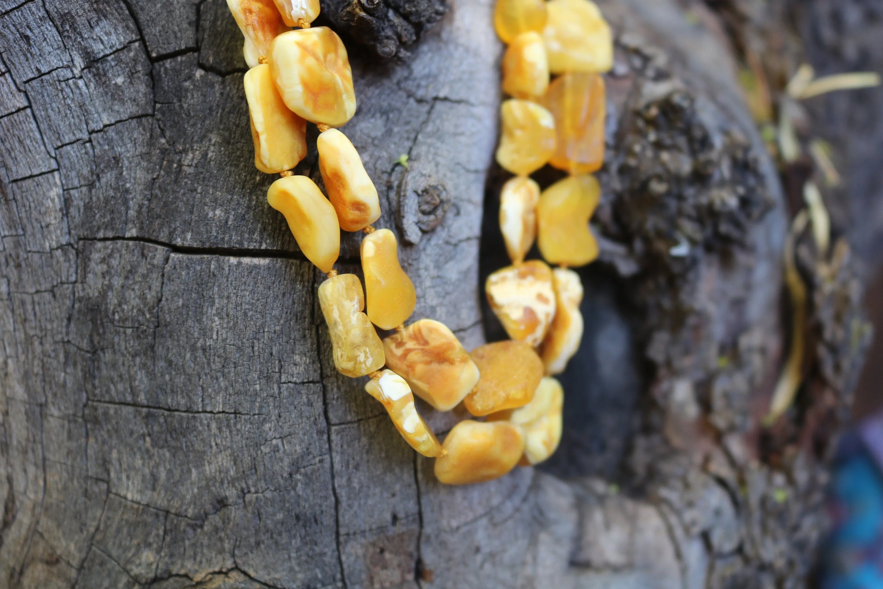 Baltic Amber Necklace Butterscotch Unpolished Raw Natural Untreated Unisex Jewelry 24.4" 30.5 gram