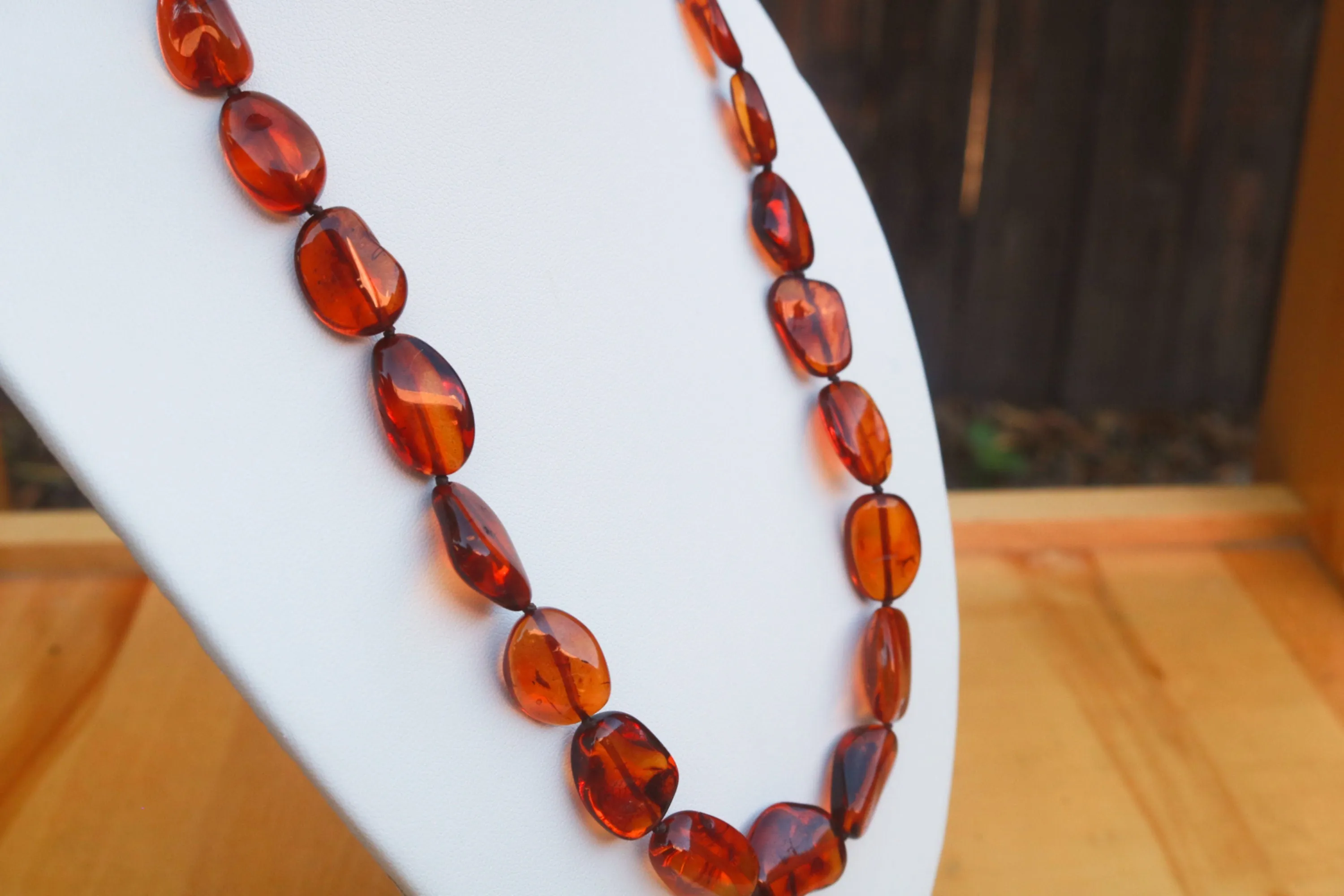 Baltic Amber Necklace Cognac Natural Beaded Unisex Jewelry 19.5" 20.5 gram