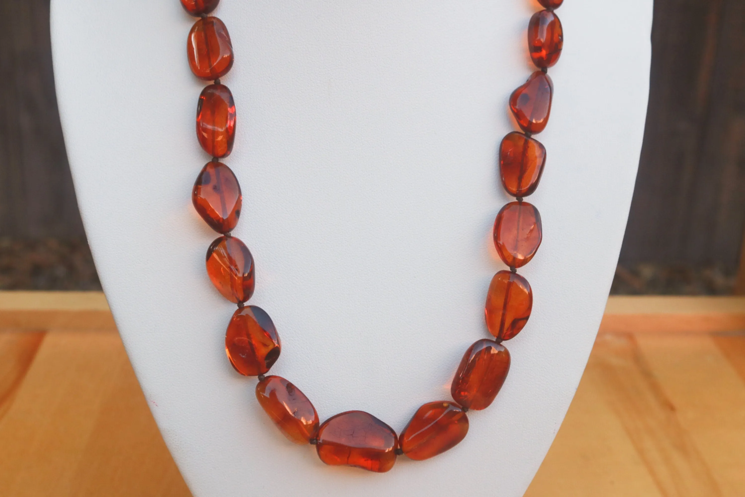 Baltic Amber Necklace Cognac Natural Beaded Unisex Jewelry 19.5" 20.5 gram