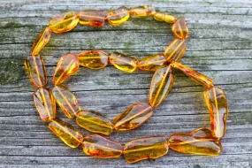 Baltic Amber Necklace Yellow Lemon Beads Natural Untreated Unisex Jewelry 25.5" 40 gram