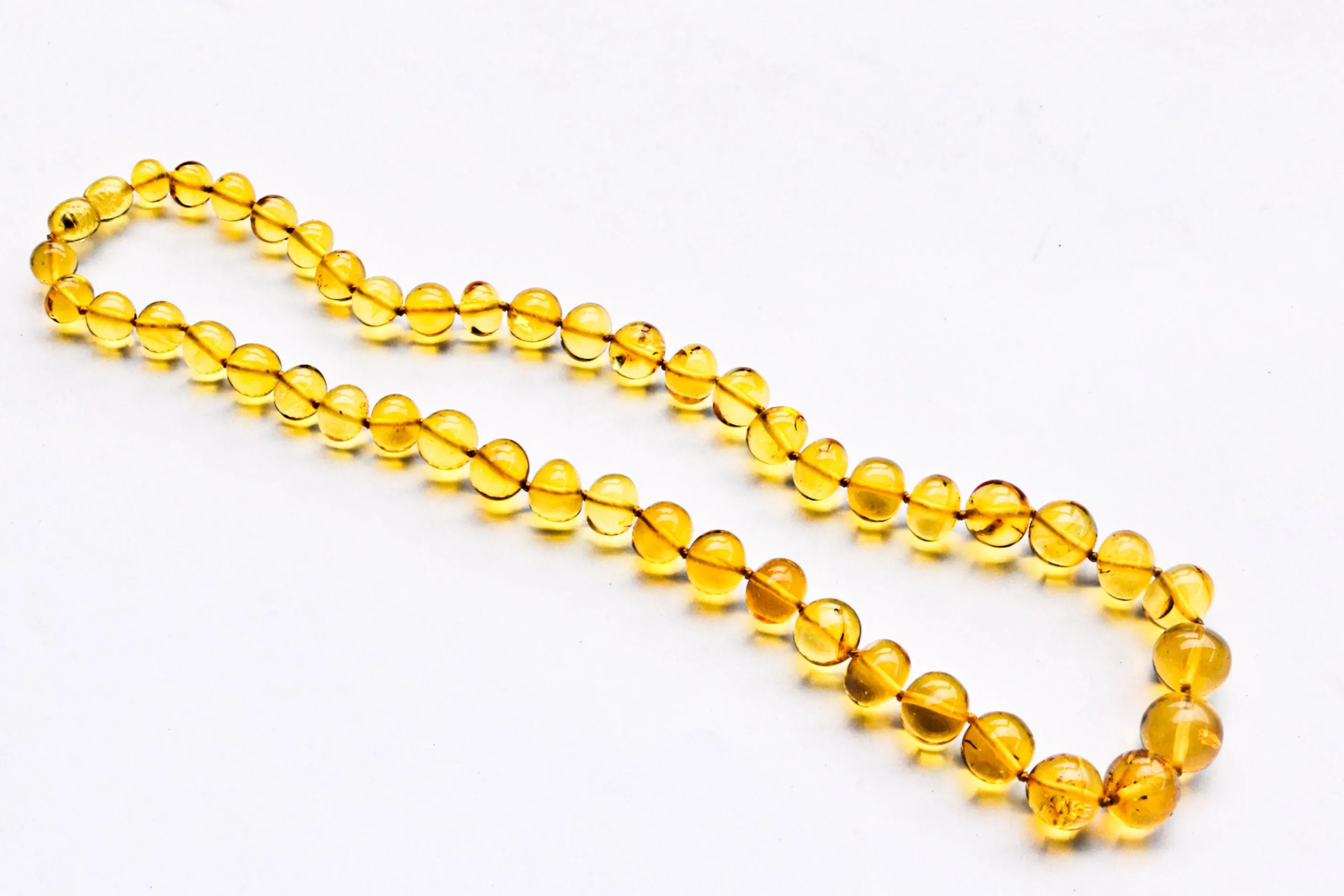 Baltic Amber Necklace Yellow Lemon Round Baroque Beads Natural Untreated Unisex Jewelry 18" 21 gram