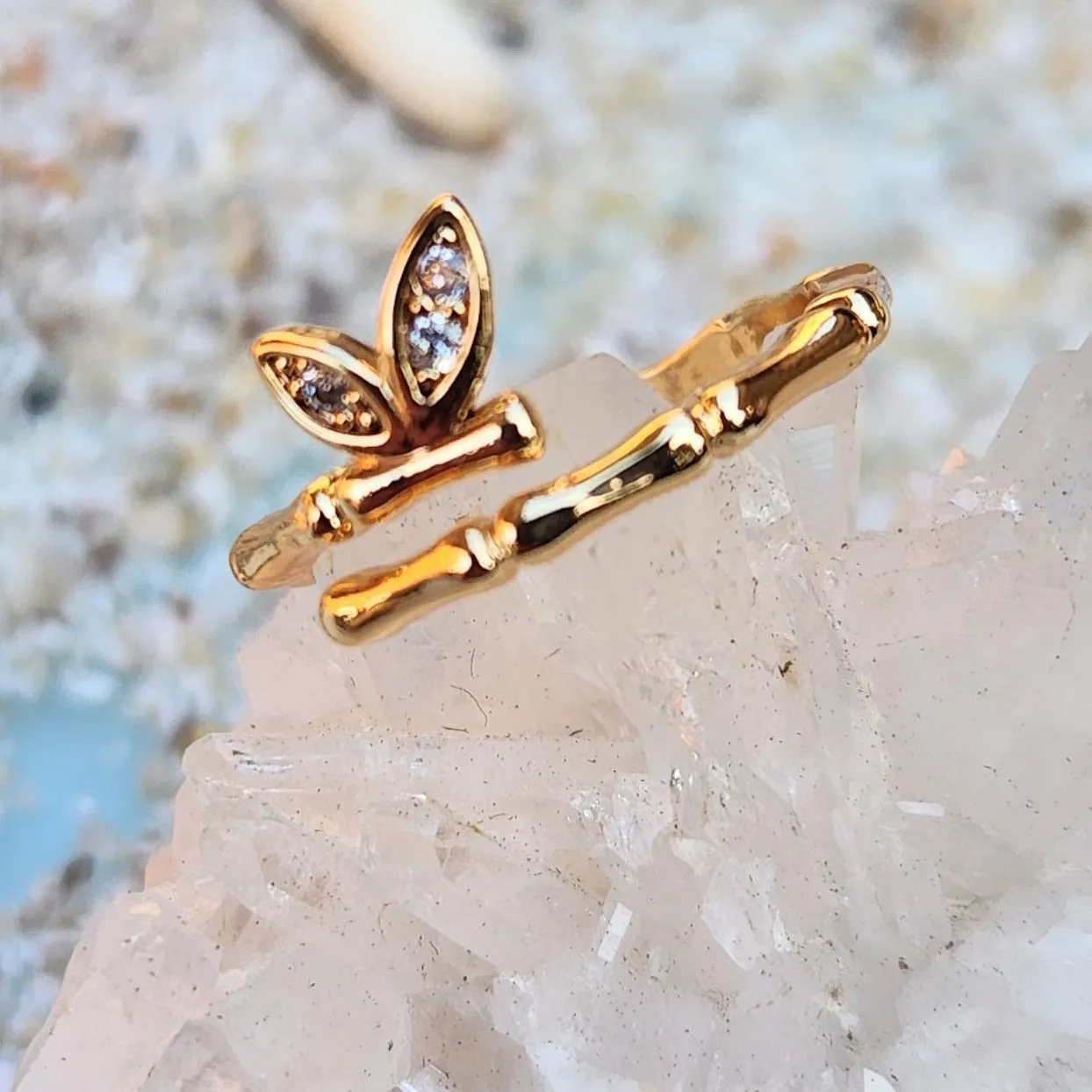 BAMBOO BUTTERFLY - WATERPROOF ADJUSTABLE RING