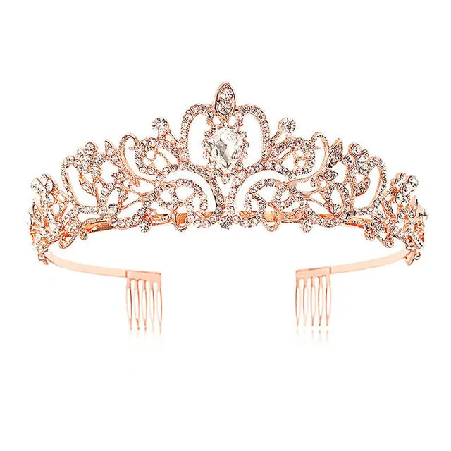 Baroque High Court Crystal Wedding Crown-Princess Bridal Tiaras-Mis Quince Hair Jewelry