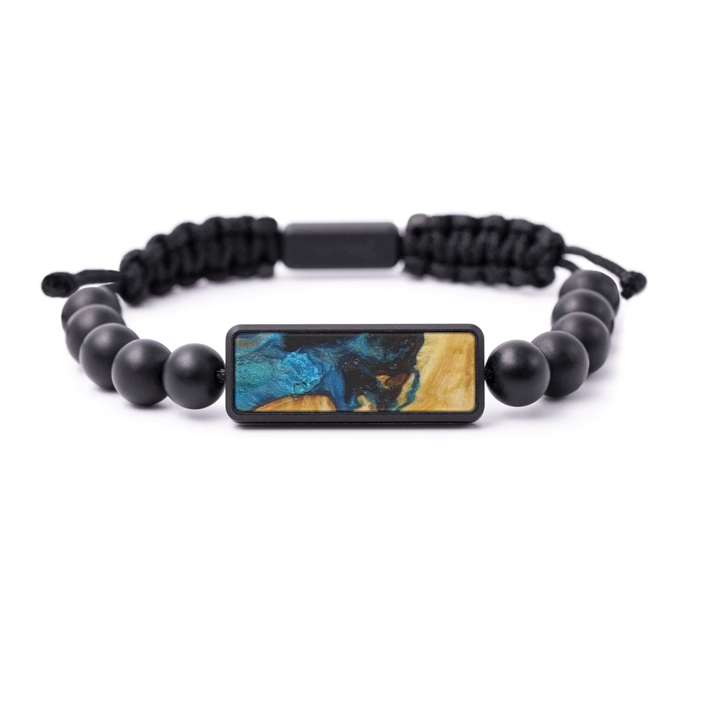 Bead Wood Resin Bracelet - Alexandru (Teal & Gold, 588498)