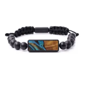 Bead Wood Resin Bracelet - Hatti (Teal & Gold, 586621)