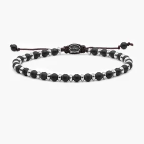 Beaded Bracelet With Matte Onyx and Silver Beads