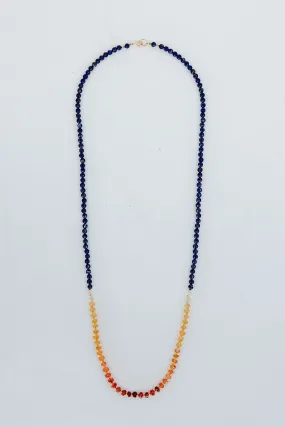 Beaded Lapis and Fire Opal Necklace