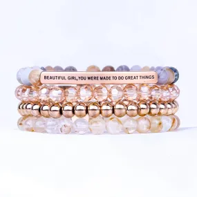 BEAUTIFUL GIRL 4 BRACELET GIFT SET -BAMBOO