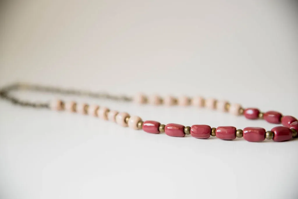 Bel Koz Long Mixed Single Strand Clay Bead Necklace