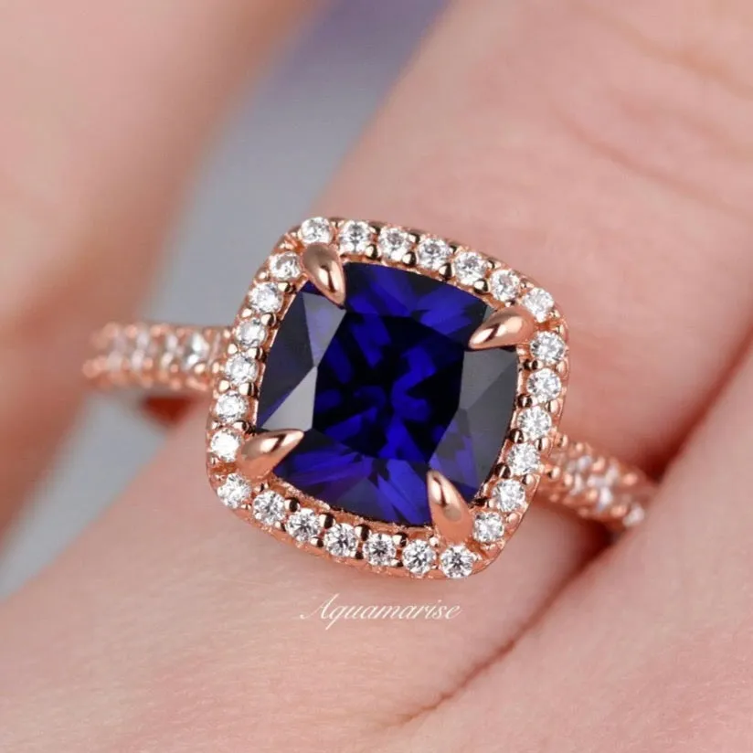 Belle Blue Sapphire Ring- 14K Rose Gold Vermeil