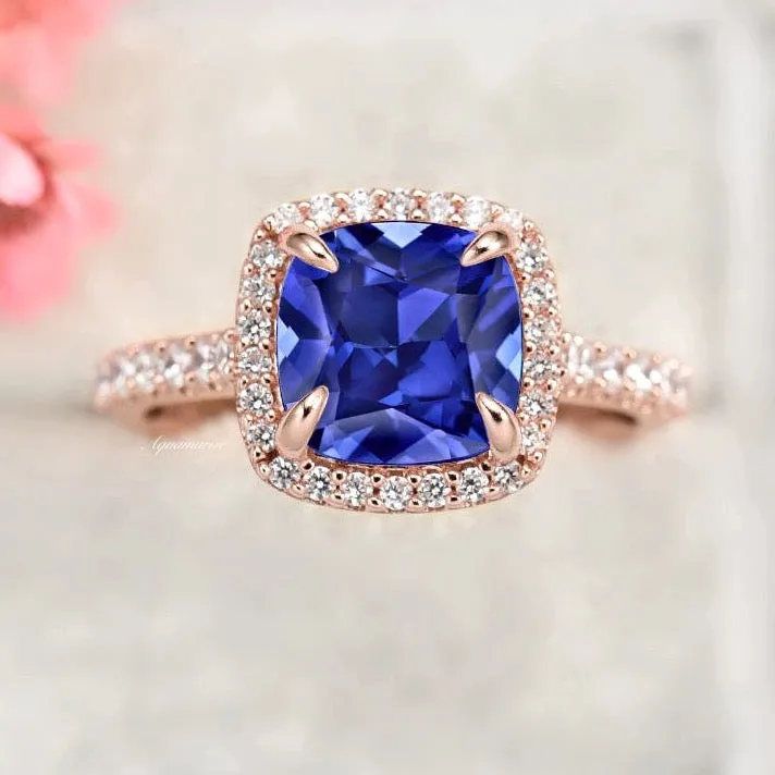 Belle Blue Sapphire Ring- 14K Rose Gold Vermeil