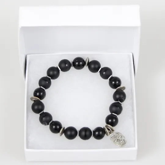 Biker Black Bead Bracelet