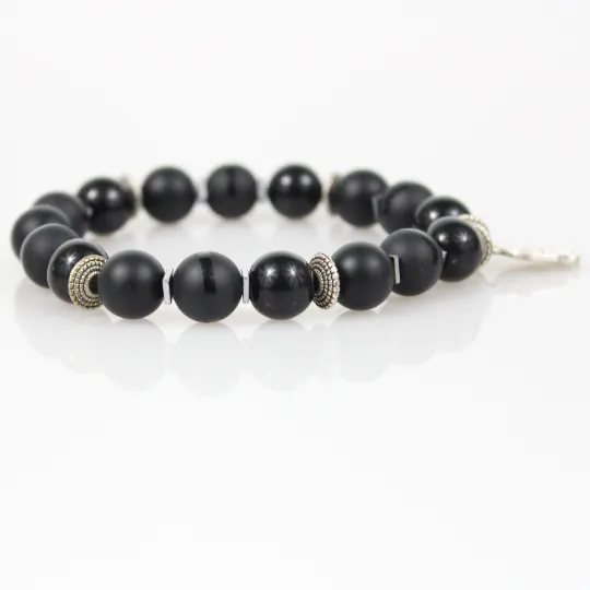 Biker Black Bead Bracelet