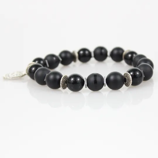 Biker Black Bead Bracelet