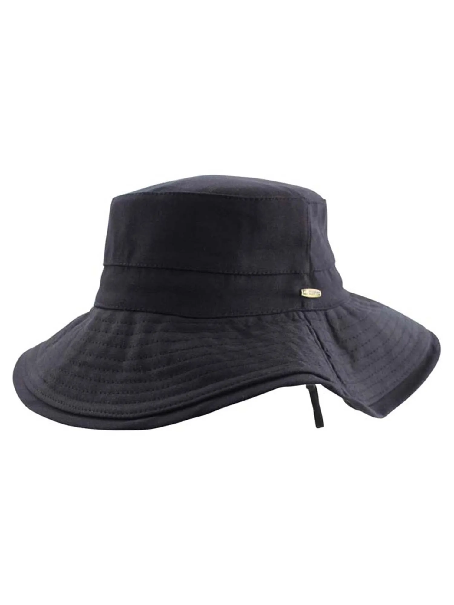 Black Wide Brim Boonie Style Bucket Hat