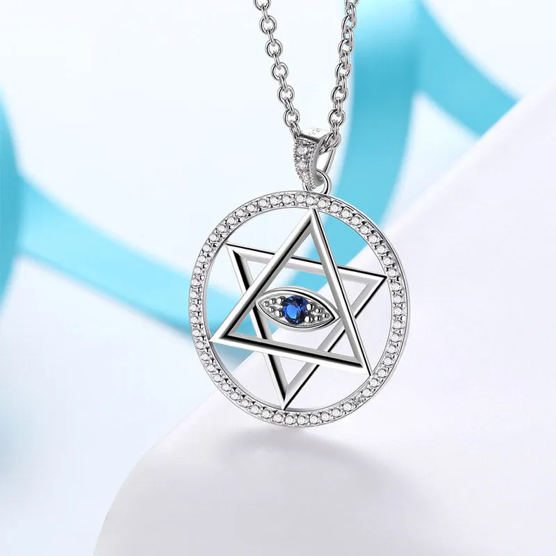 Blue Evil Eye Star of David Necklace Pendant Men Womens Jewelry 925 sterling silver