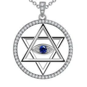 Blue Evil Eye Star of David Necklace Pendant Men Womens Jewelry 925 sterling silver