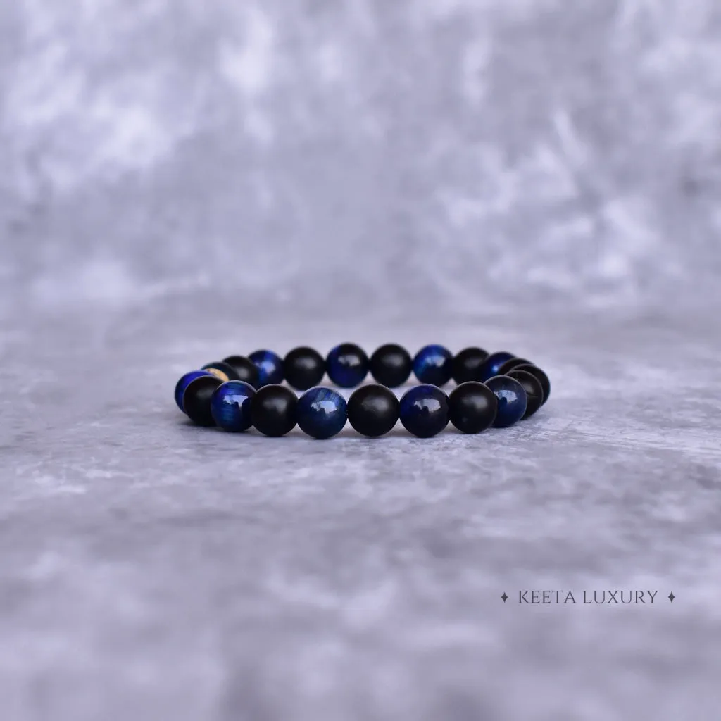 Blue Horizon - Tiger's Eye & Onyx Bead Bracelet