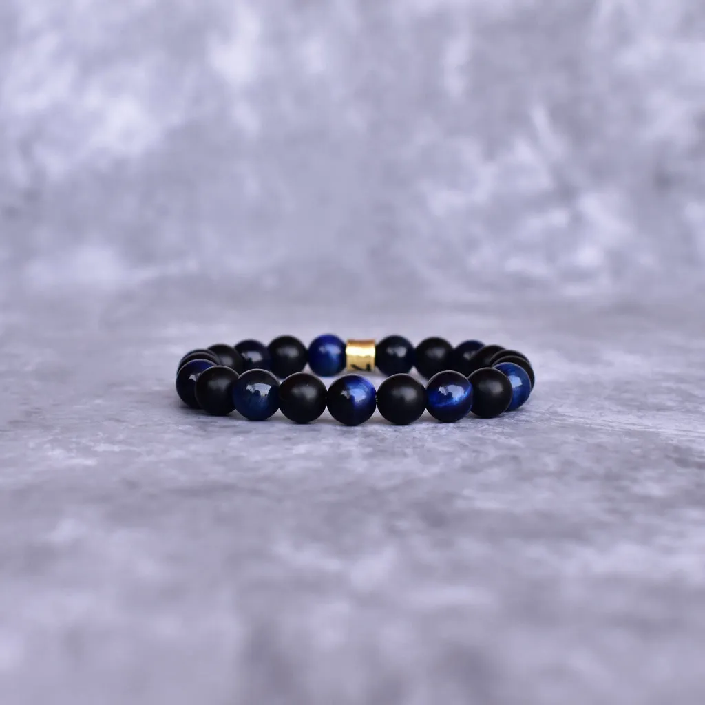 Blue Horizon - Tiger's Eye & Onyx Bead Bracelet