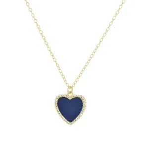 Blue Lapis Lazuli Heart Necklace With Crystals