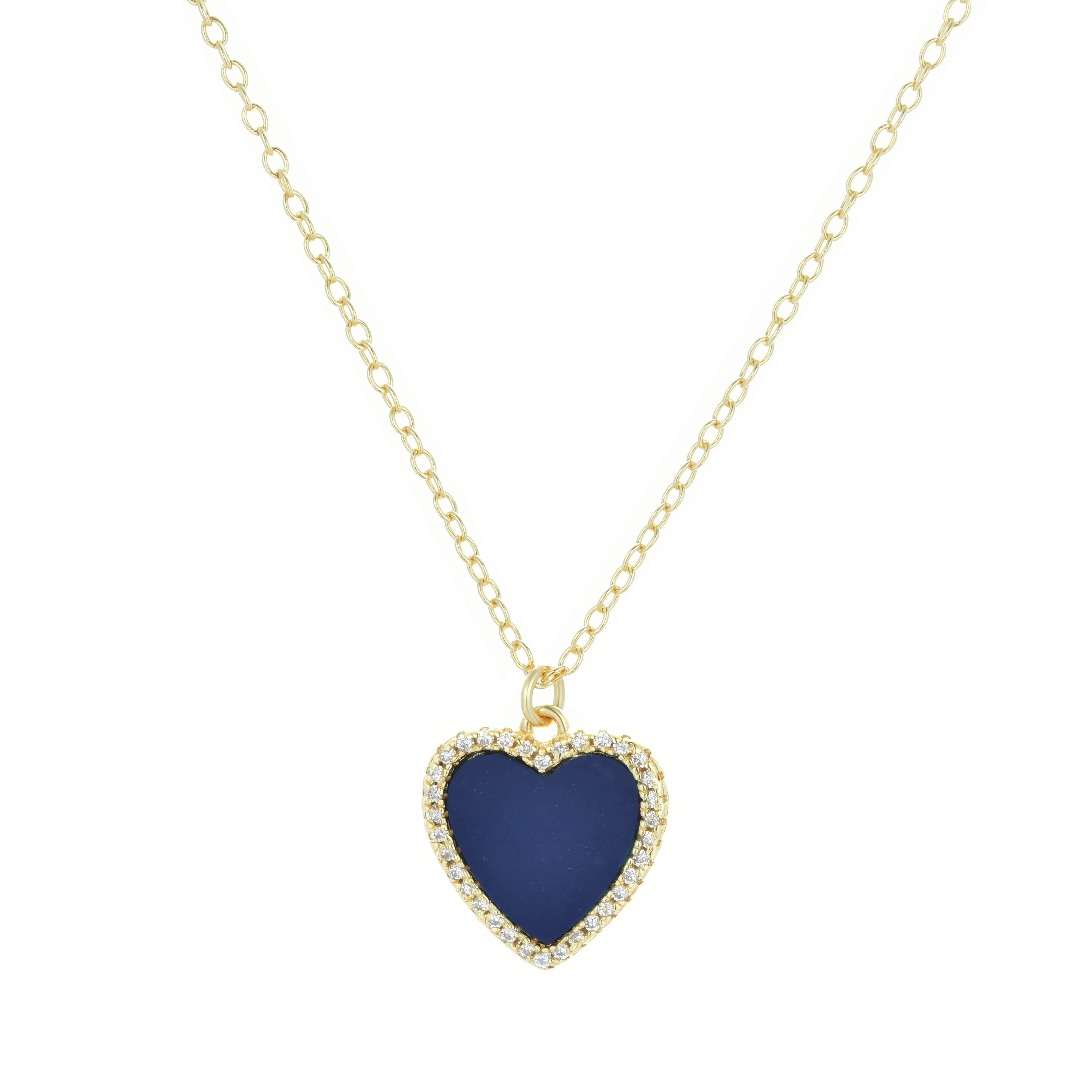 Blue Lapis Lazuli Heart Necklace With Crystals