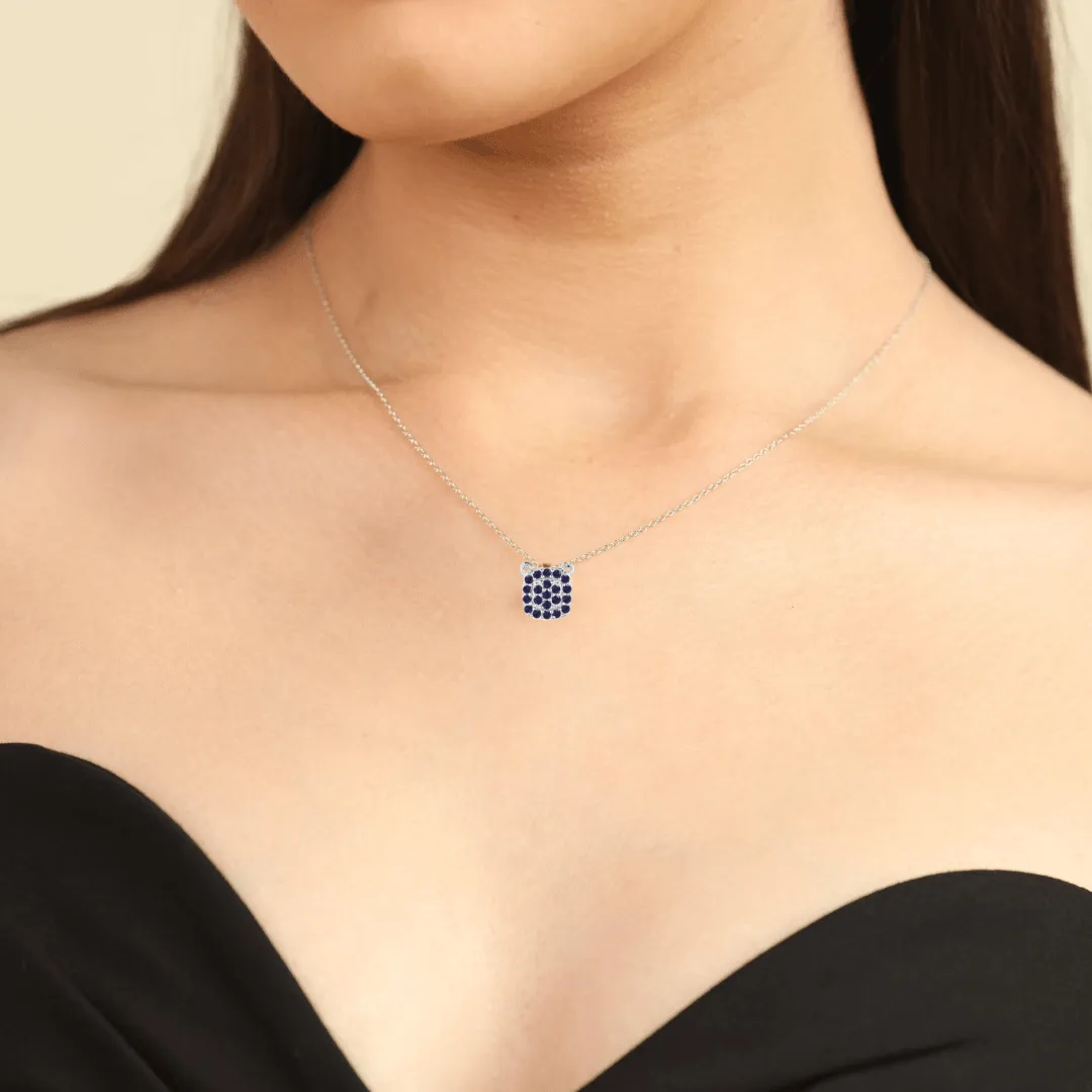 Blue Sapphire Encrusted Pendant Necklace