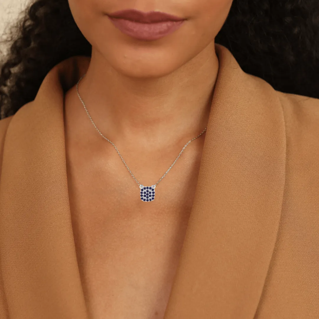 Blue Sapphire Encrusted Pendant Necklace