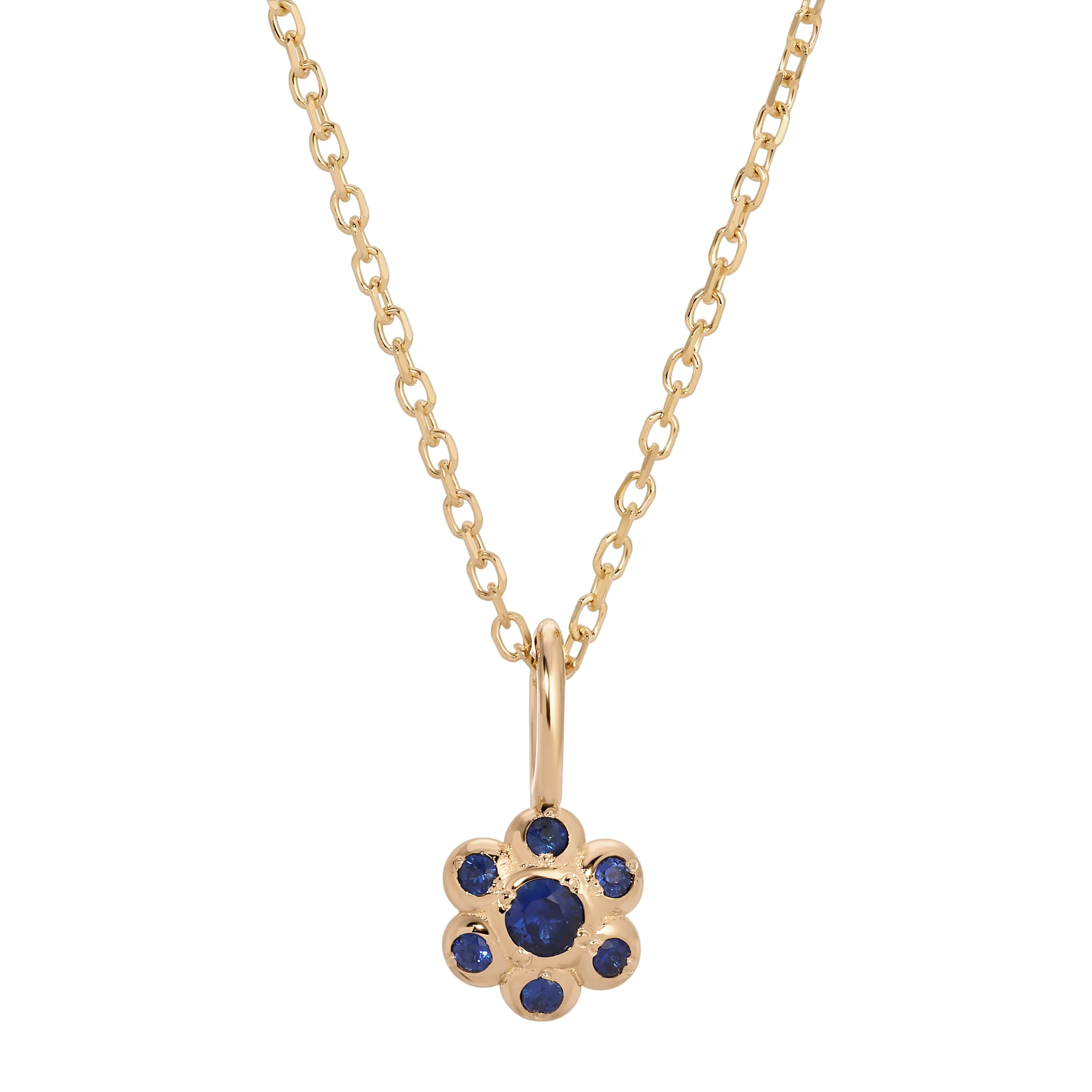 Blue Sapphire Flower Necklace