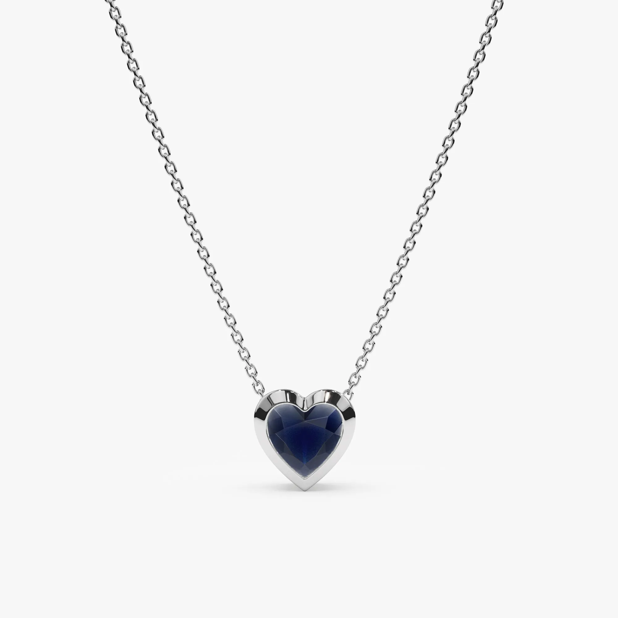 Blue Sapphire Heart Necklace, Ashly