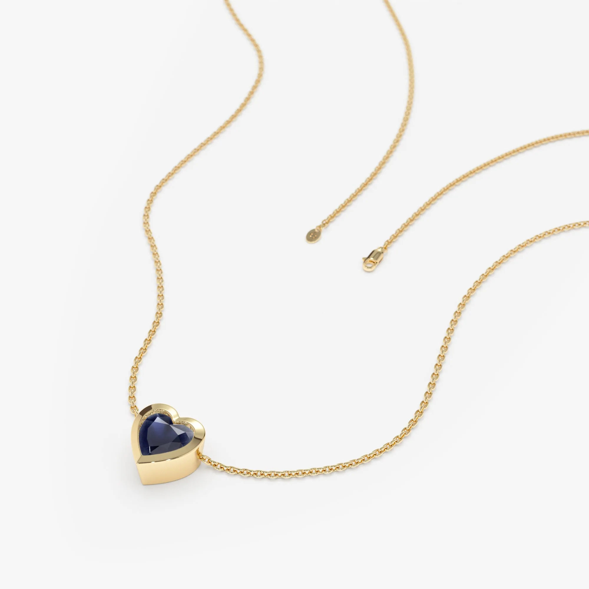 Blue Sapphire Heart Necklace, Ashly