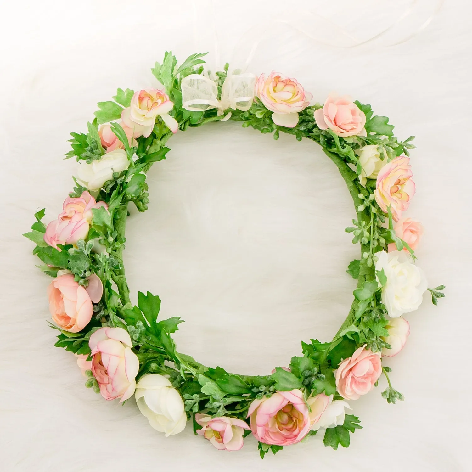 Blush and Ivory Boho Floral Crown