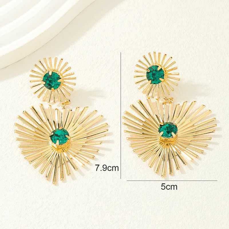 Bohemian Emerald Metal Earrings - Vienna Verve Collection