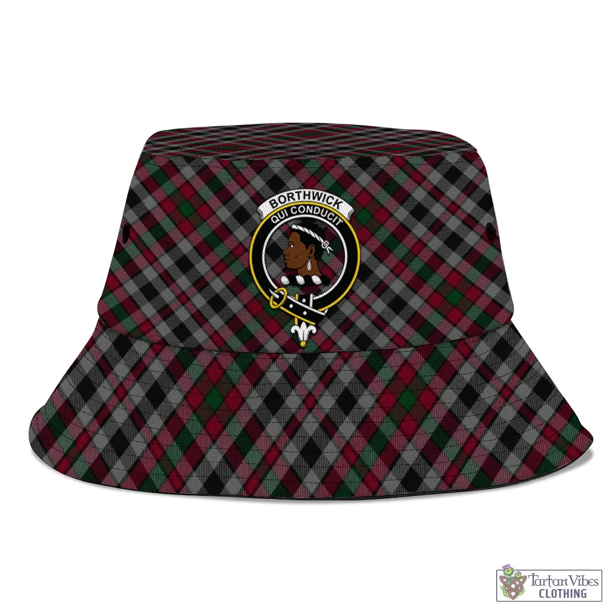 Borthwick Tartan Bucket Hat with Family Crest