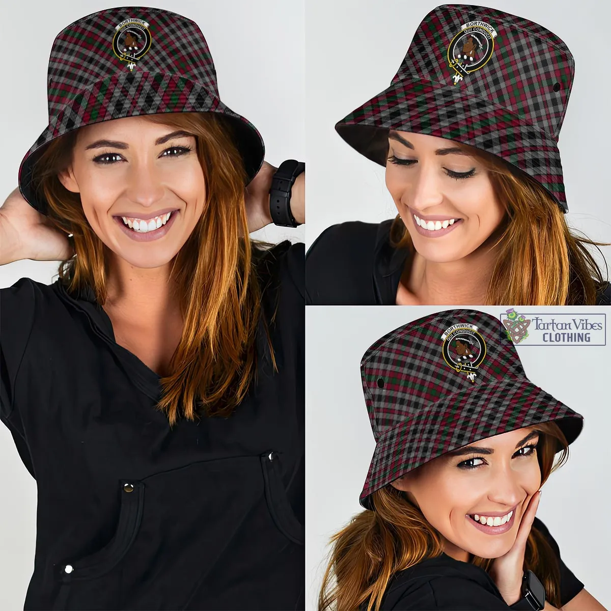 Borthwick Tartan Bucket Hat with Family Crest