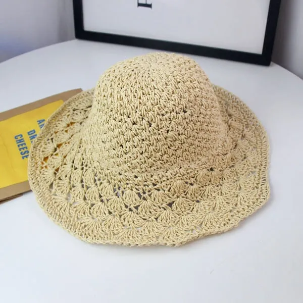 brand WOMEN Summer Hats Sun Beach Panama Straw hat Wide Wave Brim Folded Outdoor CAPS Leisure Holiday Raffia Cap visors hat