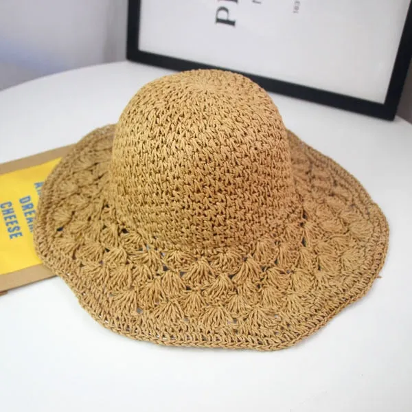 brand WOMEN Summer Hats Sun Beach Panama Straw hat Wide Wave Brim Folded Outdoor CAPS Leisure Holiday Raffia Cap visors hat