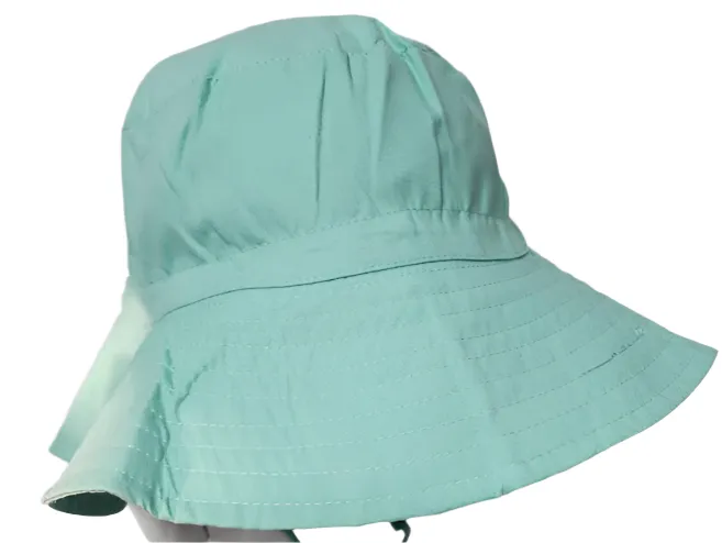 Bucket/Sun Hat With Chin Strap Wide Brim Children's 2-8yr Green scbhg