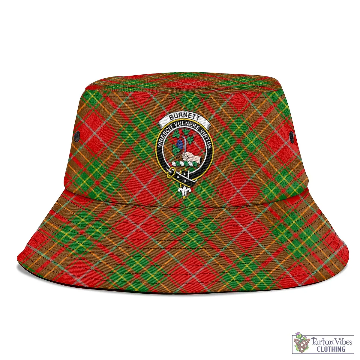 Burnett Tartan Bucket Hat with Family Crest