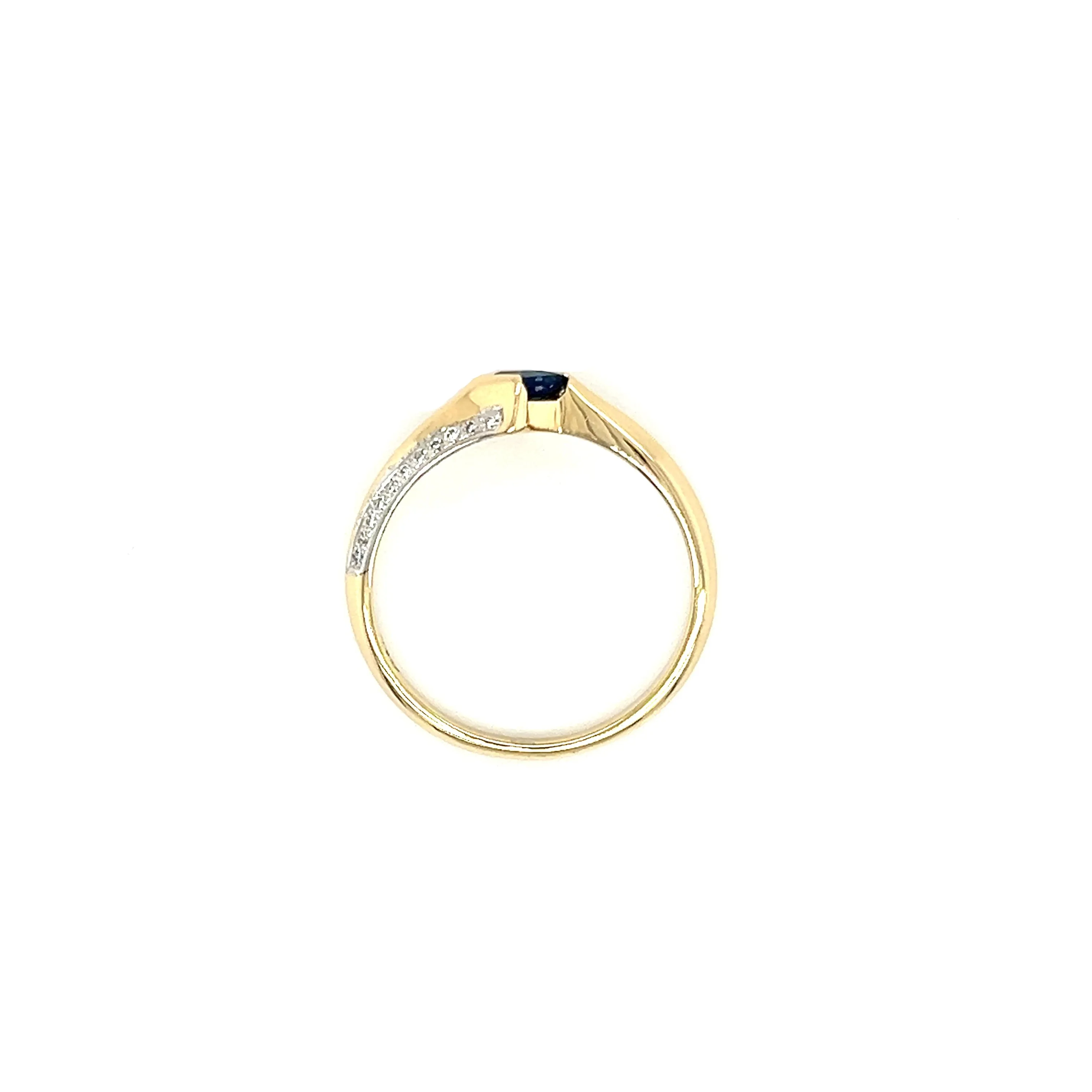 Bypass Sapphire Ring with Diamond Accents in 14K Yellow Gold