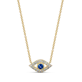 Capri Dreaming® Cora Sapphire and Diamond Evil Eye Necklace | Yellow Gold