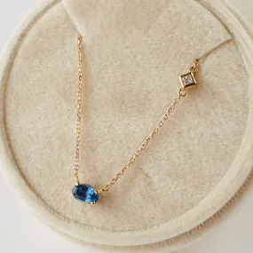 Cassidy Necklace - Blue Oval Sapphire